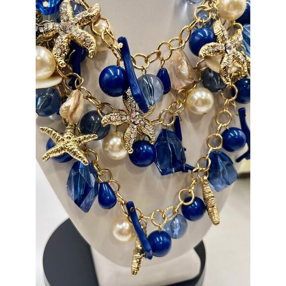 AMRITA SINGH Gold Tone Faux Pearl Nautical Starfish Layered
Statement Necklace - Picture 4 of 10